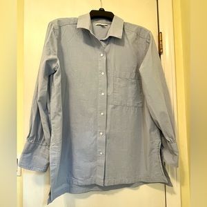 Free Assembly Plain Blue Button Shirt Top w/ Pocket. 100% Cotton Ladies size Med